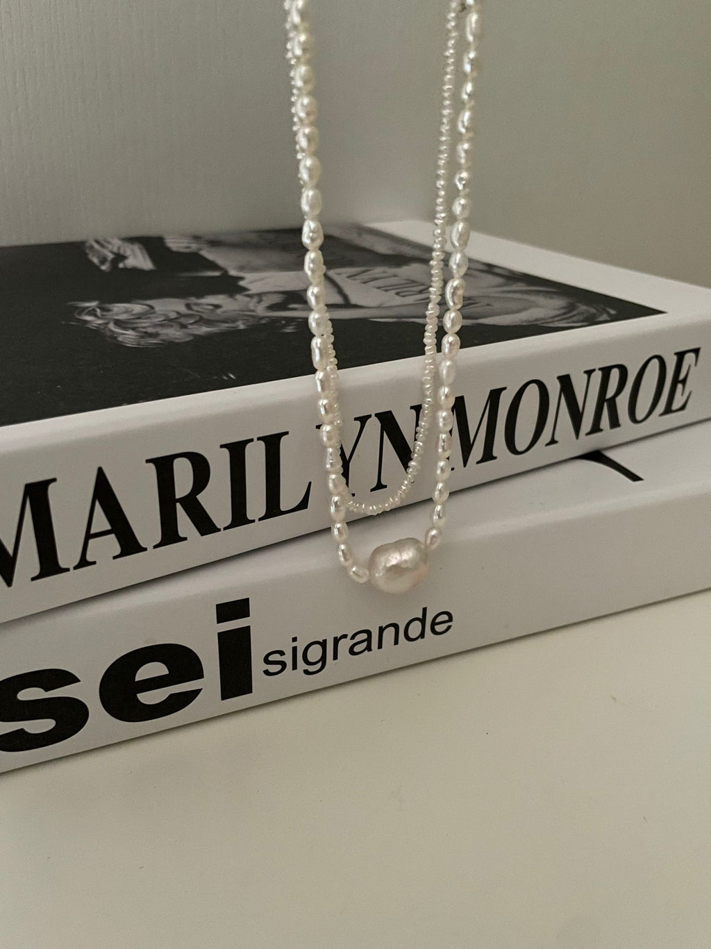 Rice Pearl Necklace with Sterling Silver