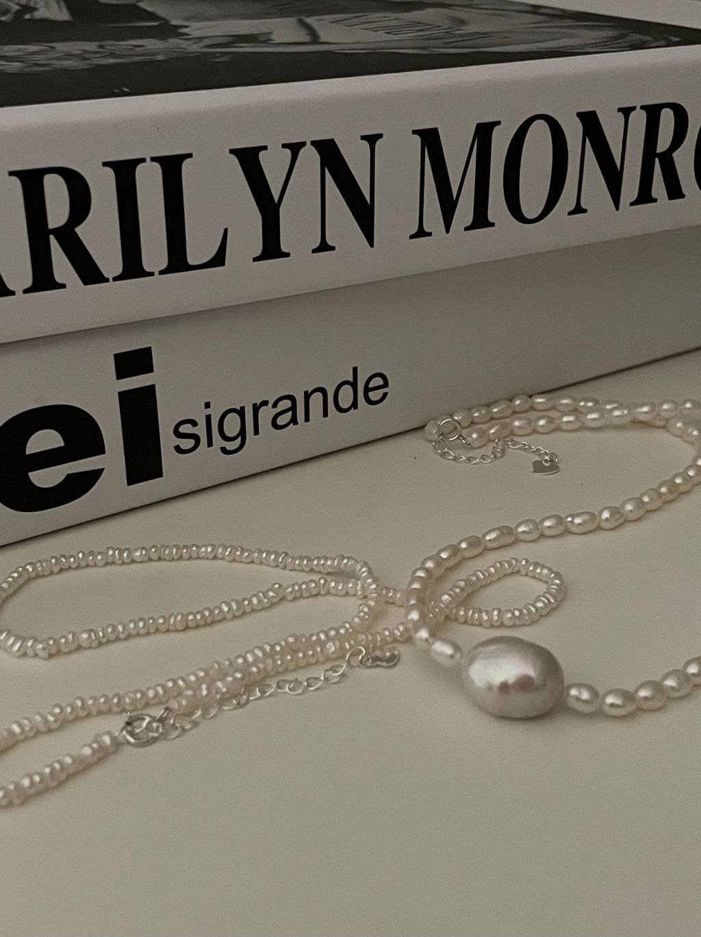 Rice Pearl Necklace with Sterling Silver