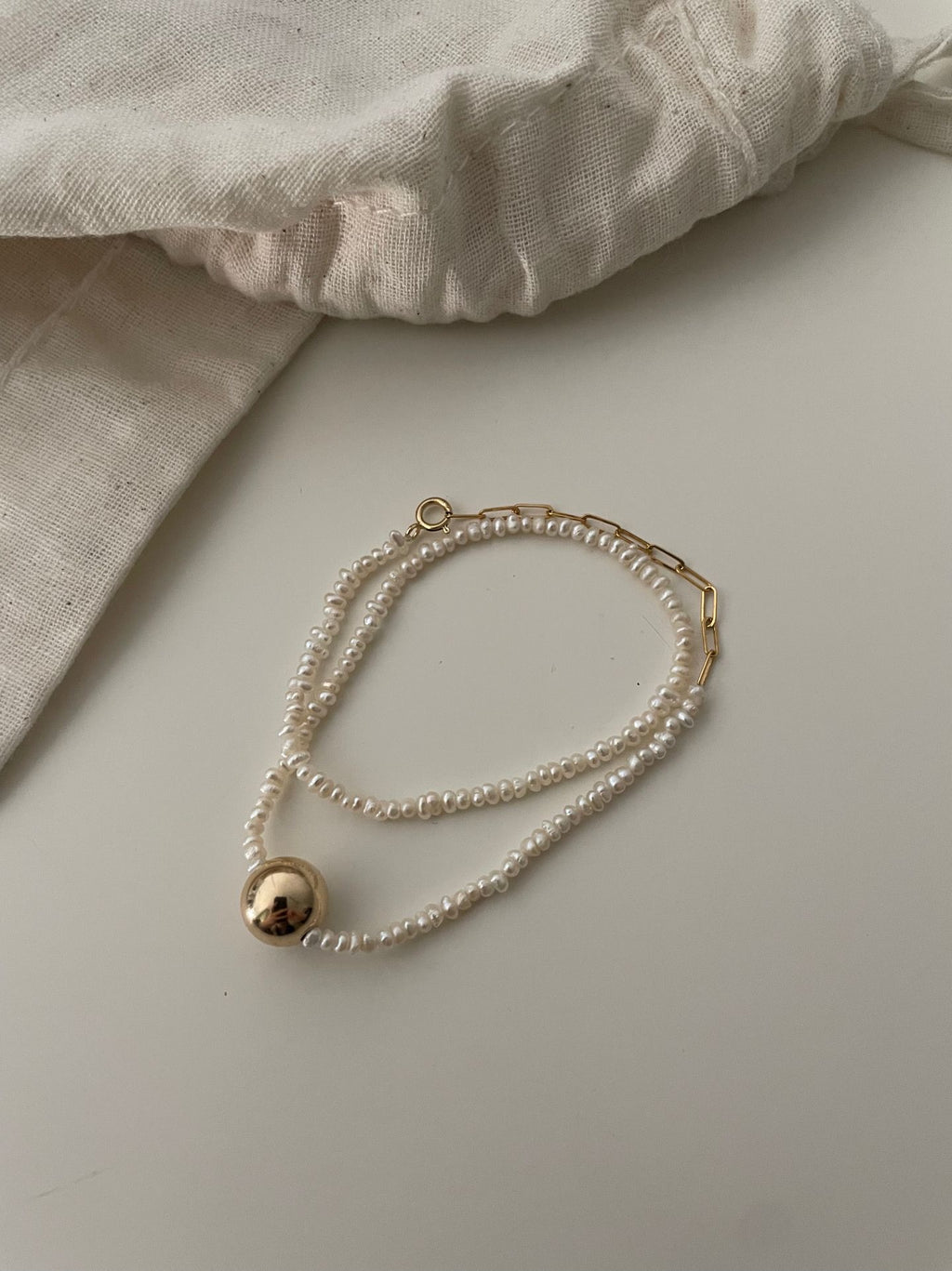 Freshwater Pearl Bracelet with 14K Gold-Filled Detail