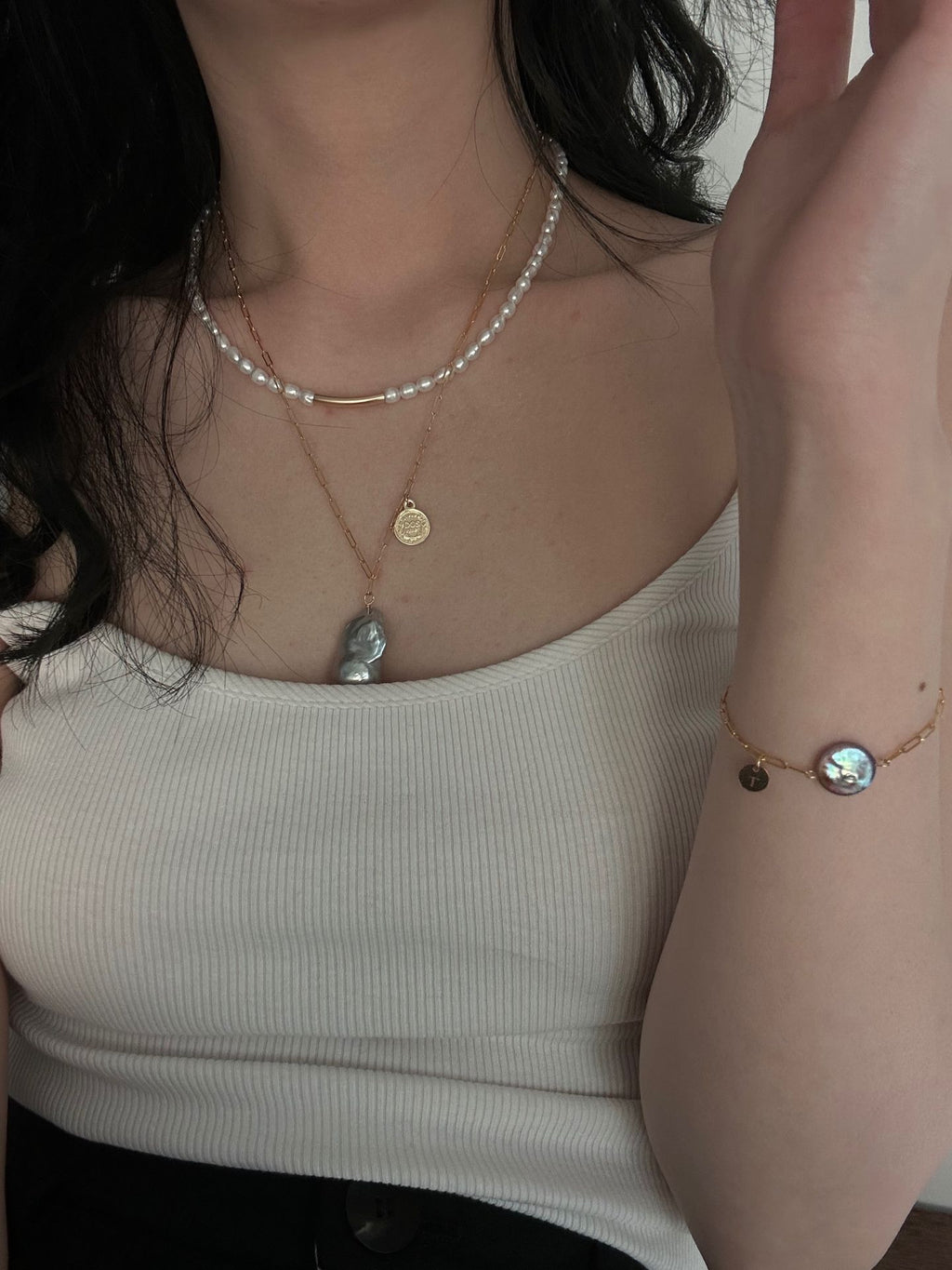 Freshwater Pearl Necklace with 14K Gold-Filled Detail