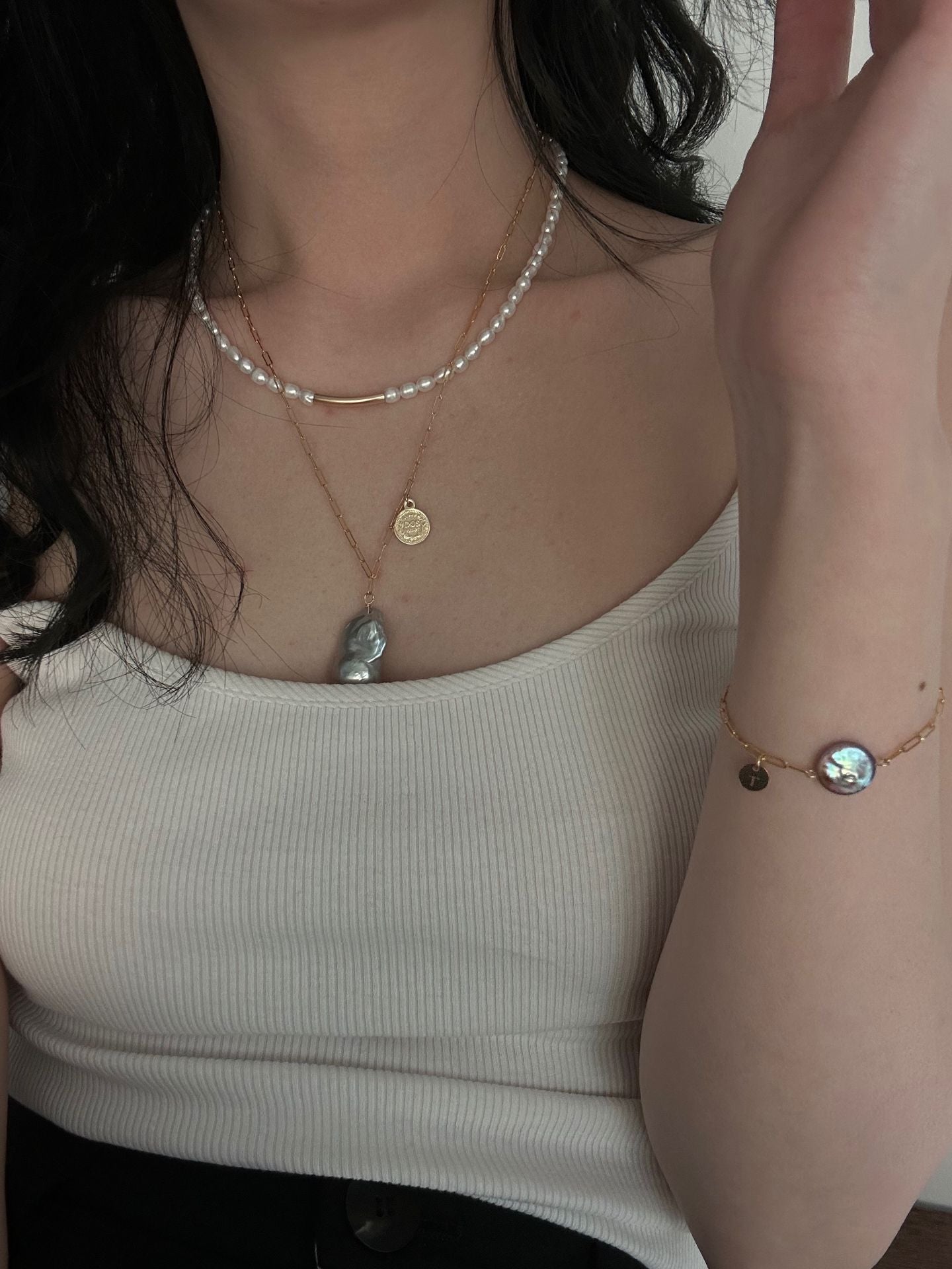 Freshwater Pearl Necklace with 14K Gold-Filled Detail