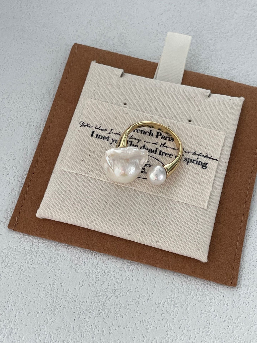 Baroque Pearl Open Ring with 18K Gold-Plated Silver